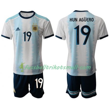Fußballtrikots Argentinien Sergio Agüero 19 Kinder Copa América 2019 Kurzarm Heimtrikotsatz kaufen
